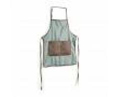 Kave Home Delantal Shire turquesa y marrón con rayas