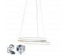 QAZQA Lámpara colgante moderna blanca 55 cm con LED regulable en 3 pasos - Rowan