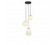 QAZQA Lámpara colgante de diseño negra de 3 luces con cristal opal - Hero