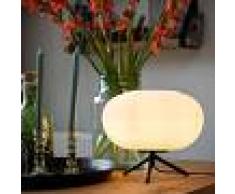 QAZQA Lámpara de mesa de diseño negro 33 cm con cristal opal - Hero