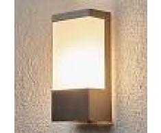 Lindby Lámpara de exterior moderna cuadrada de acero inoxidable y cristal de leche IP44 - Kirana