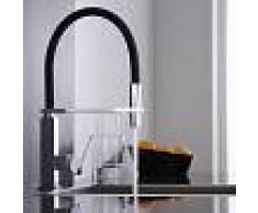 HudsonReed Grifo Mezclador de Cocina Negro Giratorio con Ducha Extraíble