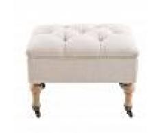 Maisons du Monde Puf-baúl capitoné con ruedas de lino color crudo