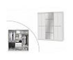 Venta-unica Armario con espejo WILHEM - 4 puertas - Largo 203 cm - Blanco