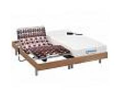 DREAMEA Cama articulada eléctrica con memoria de forma HESIODE III de DREAMEA - Motor OKIN - roble marrón topo - 2x90x200cm