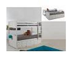 Venta-unica Cama litera separable ANCHISE - 90x190cm - Con compartimentos - Lacado blanco