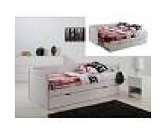 Venta-unica Cama nido y sofá ALFIERO con espacio para guardar - 90 x190cm - Lacado mate blanco