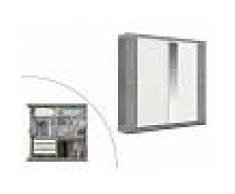 Venta-unica Armario ADALRIK - 2 puertas correderas - Largo 231cm - Gris y blanco