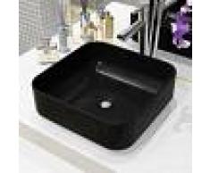 vidaXL Lavabo cuadrado de cerámica negro 38x38x13,5 cm