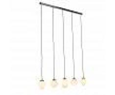 QAZQA Lámpara colgante Art Dèco acero con cristal opalino 5 luces - BOLSENA