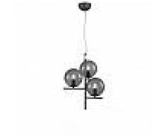 Trio Leuchten Lámpara colgante Art Deco negra cristal ahumado 3-luces - FLORE