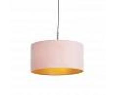 QAZQA Lámpara colgante pantalla terciopelo rosa oro 50cm- COMBI