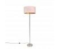 QAZQA Lámpara de pie acero pantalla terciopelo rosa/oro 50cm - SIMPLO