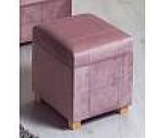 Puff Baul Tela Terciopelo Cuadros Rosa Palido Abdis