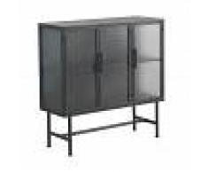 Vitrina Baja 3 Puertas Acero Gris Cristal Industrial Gray Steel