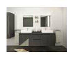 Venta-unica Conjunto de baño LAVITA II - Mueble + doble lavabo + espejo - Gris