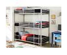 Venta-unica Cama litera ELOUAN - 3x90x190 cm - Gris
