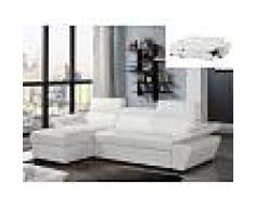 Venta-unica Sofá cama rinconero de piel JONOVA - Blanco - Ángulo izquierdo