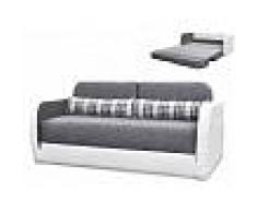 Venta-unica Sofá cama 2 plazas de tela y piel sintética VILO - Blanco y gris