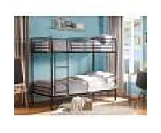 Venta-unica Cama litera DUOPOLE - 2x90x190cm - Negro