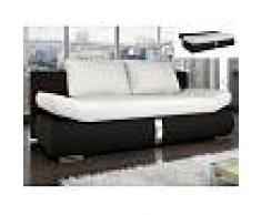 Venta-unica Sofá cama 2 plazas de piel sintética JADEN - Bicolor blanco y negro