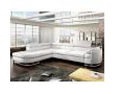 Venta-unica Sofá cama rinconero de piel sintética MYSEN - Blanco - Ángulo izquierdo