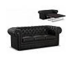 LINEA SOFA Sofá cama Chesterfield 3 plazas de piel de lujo LONDRES - Negro