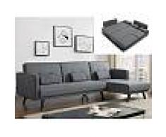 Venta-unica Sofá cama modular CALOBRA tapizado de tela - Gris claro