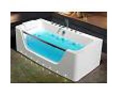 Venta-unica Bañera de hidromasaje acristalada con leds DYONA - 1 plaza - 260 L - 85x170x58cm - Blanca